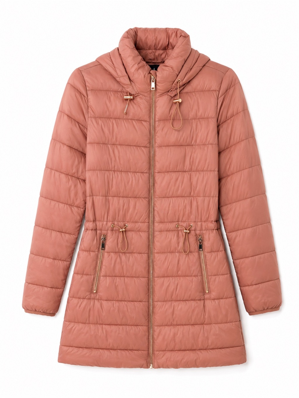 Love Tree Dusty Rose Hooded Long Puffer Coat Size Small